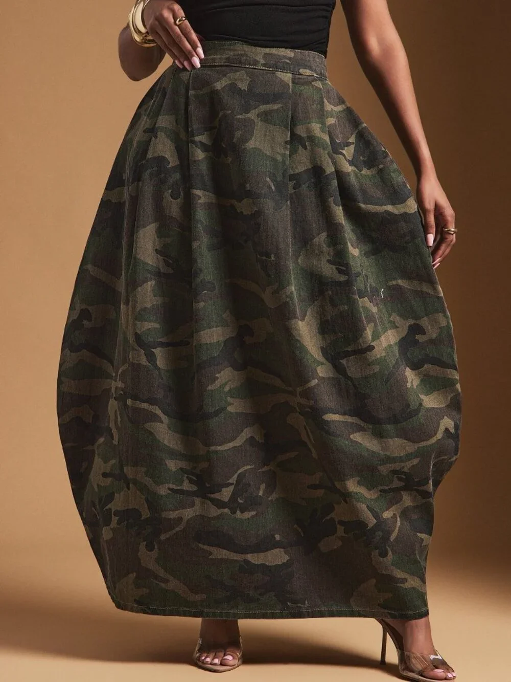 Multicolor Elegant Women's High Waist Balloon Shape Maxi Skirt
